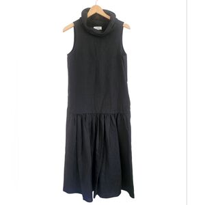 COS Cowl Neck Drop Waist Black Contemporary Midi Dress, Size 2